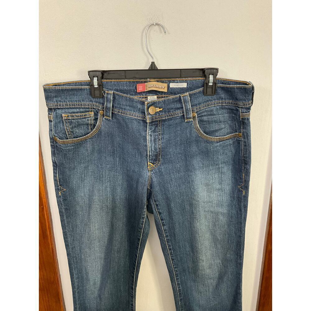 2000s Ultra Low Rise Skinny Blue Jeans Old Navy Size 14 Long Large Y2K Stretch - Picture 3 of 7